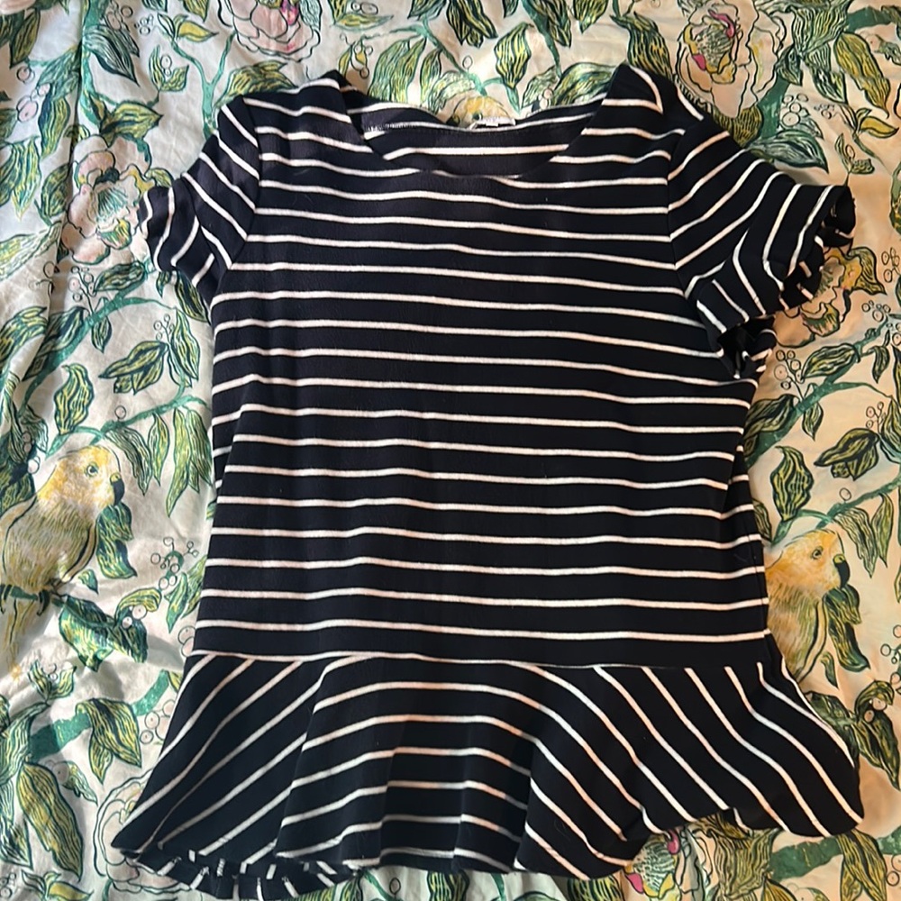 Navy white stripe peplum top